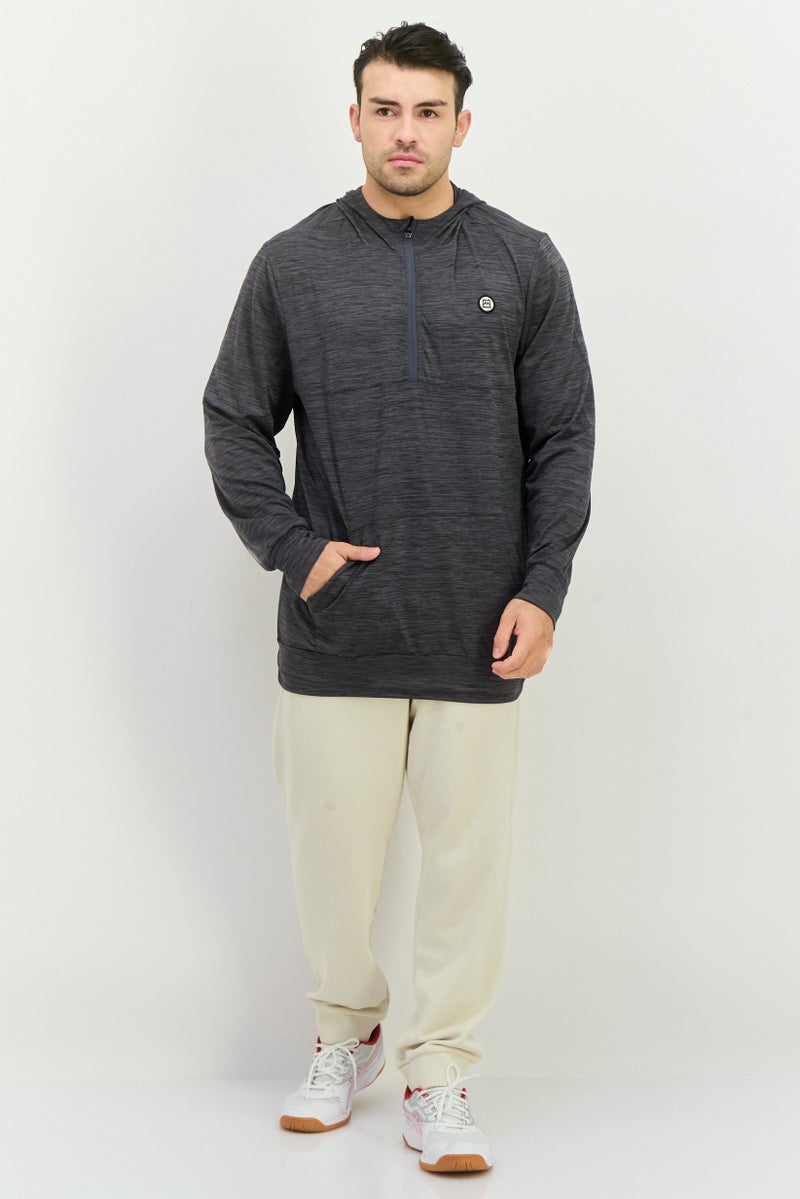 Avalanche Men Hooded Brand Logo Long Sleeves Sweatshirt, Dark Grey - Image 2